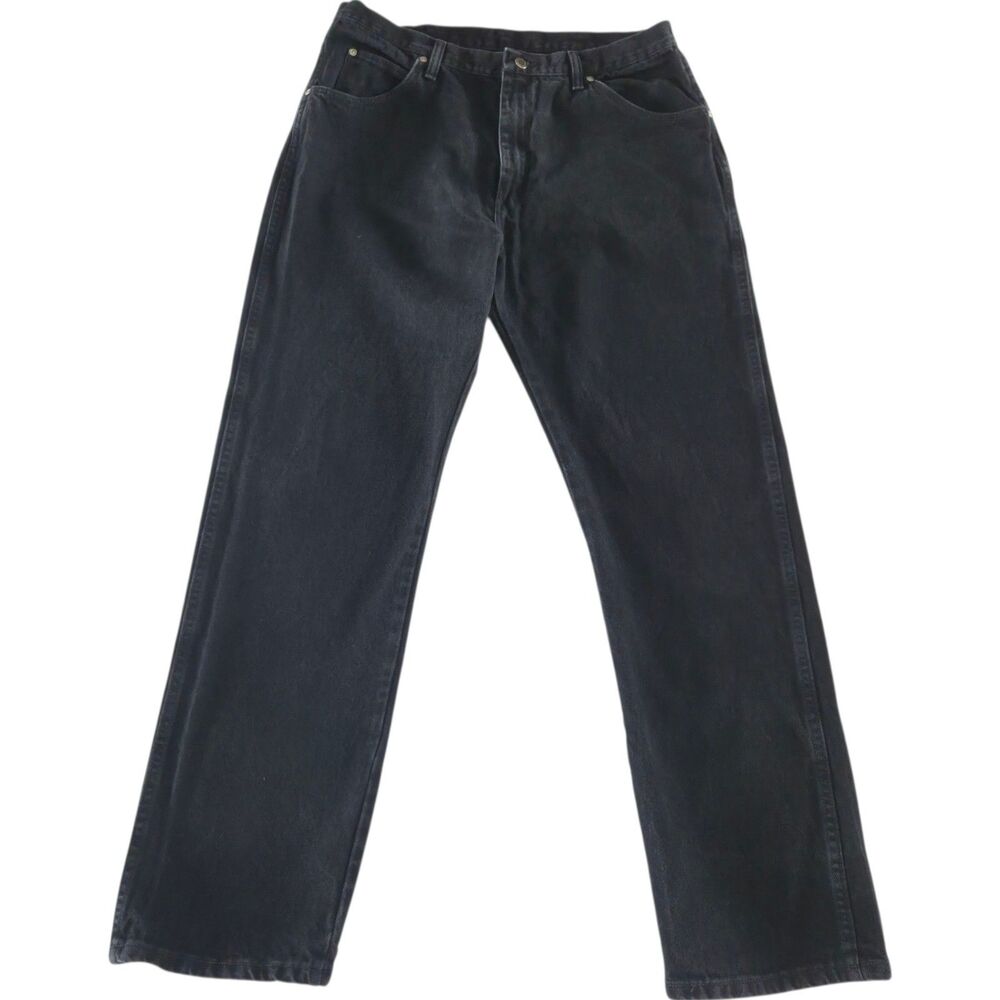 Wrangler Authentic Black Size 38X32 Regular Fit Straight Leg Denim Jeans